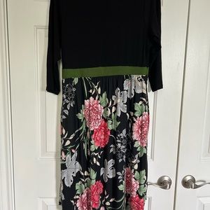 Egs dress- black top with floral bottom.